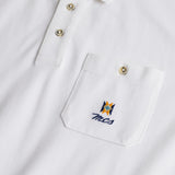 100% Cotton Piqué Polo with Folk Embroidery and Pocket - White