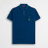 Polo 100% cotone piquet con ricami folk e taschino - Deep Blue