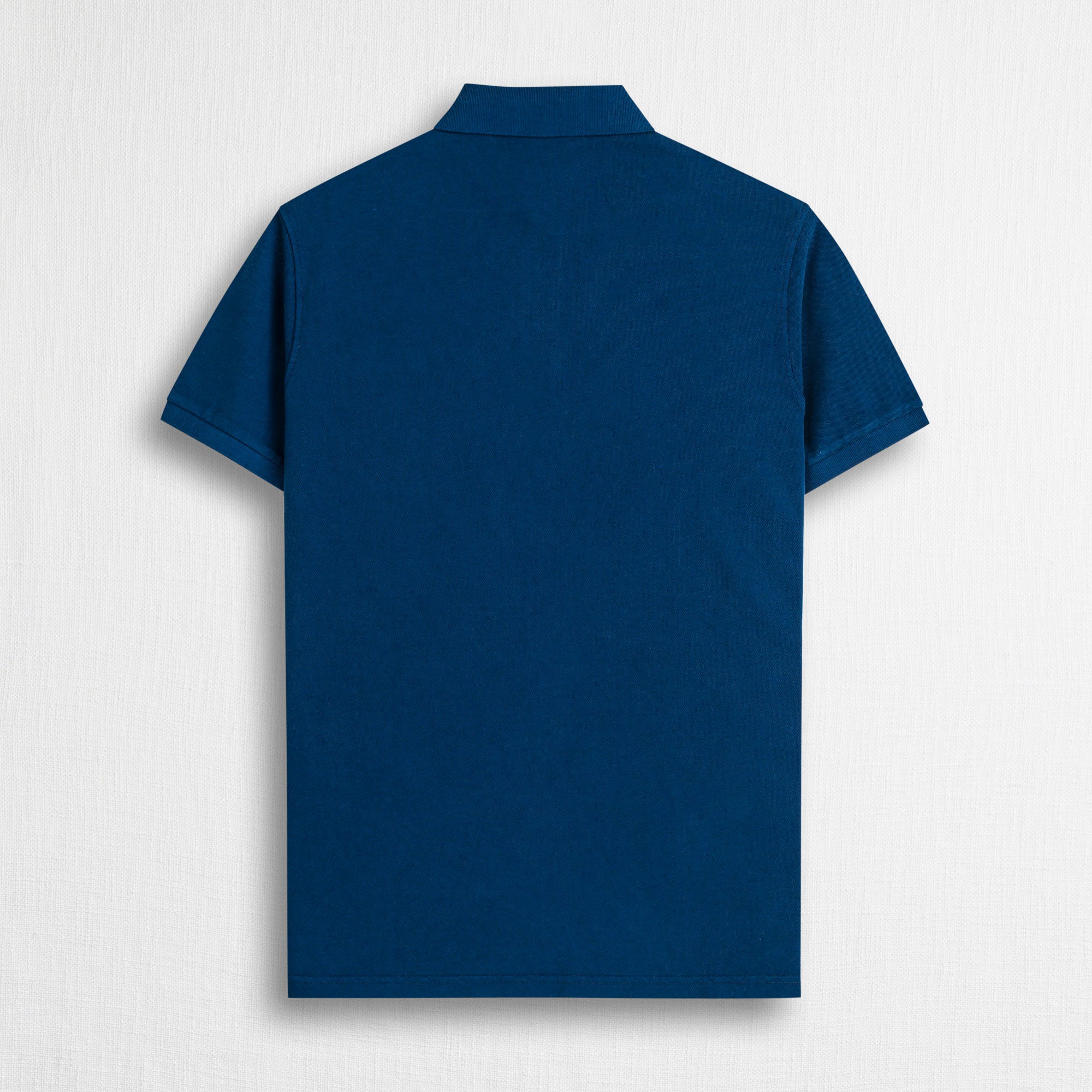 Polo 100% cotone piquet con ricami folk e taschino - Deep Blue