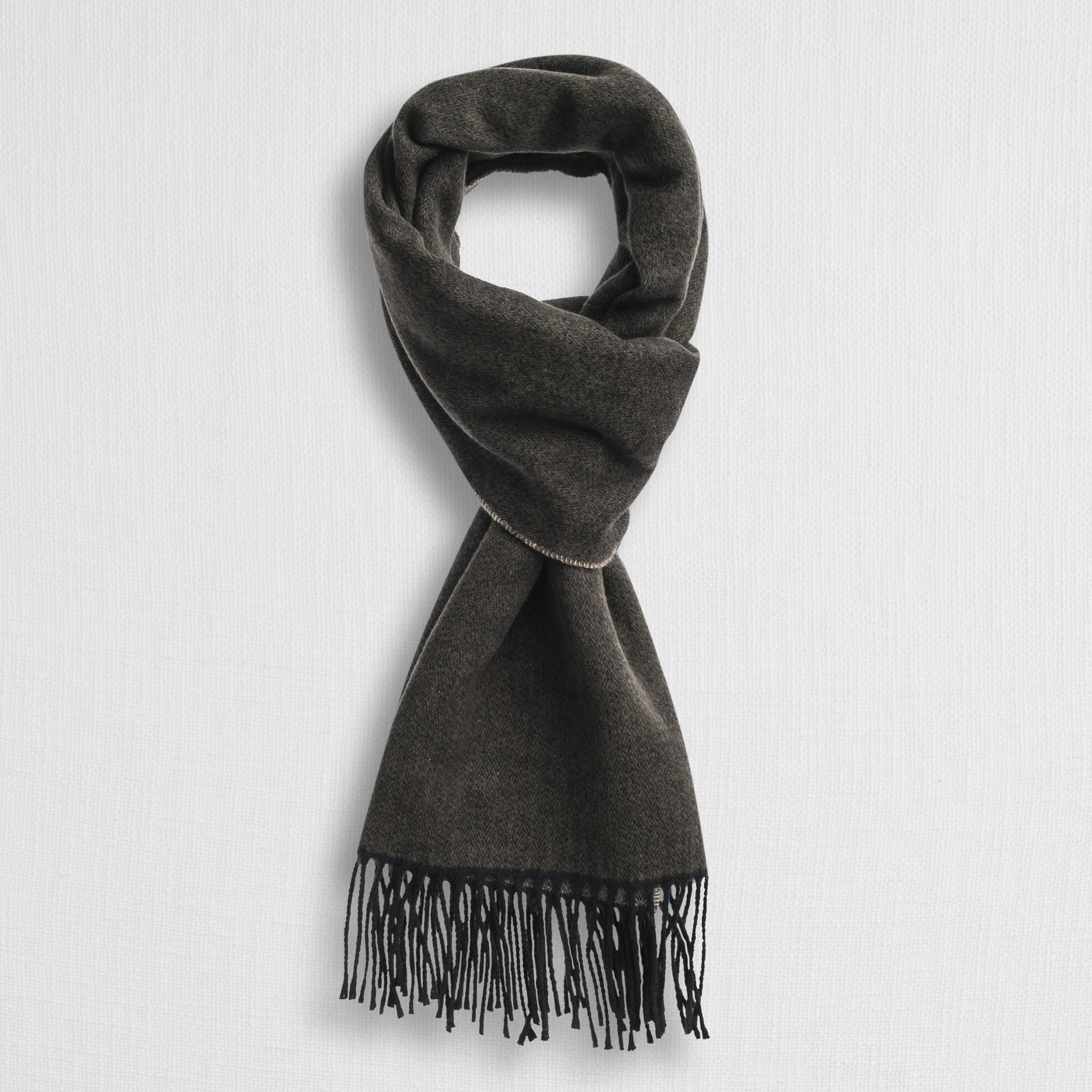 Sciarpa Herringbone con Frange - Chocolate