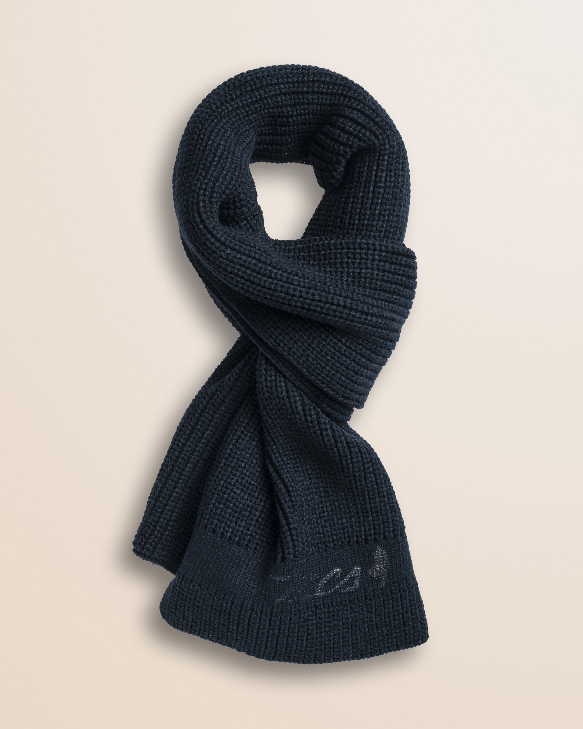 Sciarpa a Coste in Materiale Riciclato fronte - Navy Blue