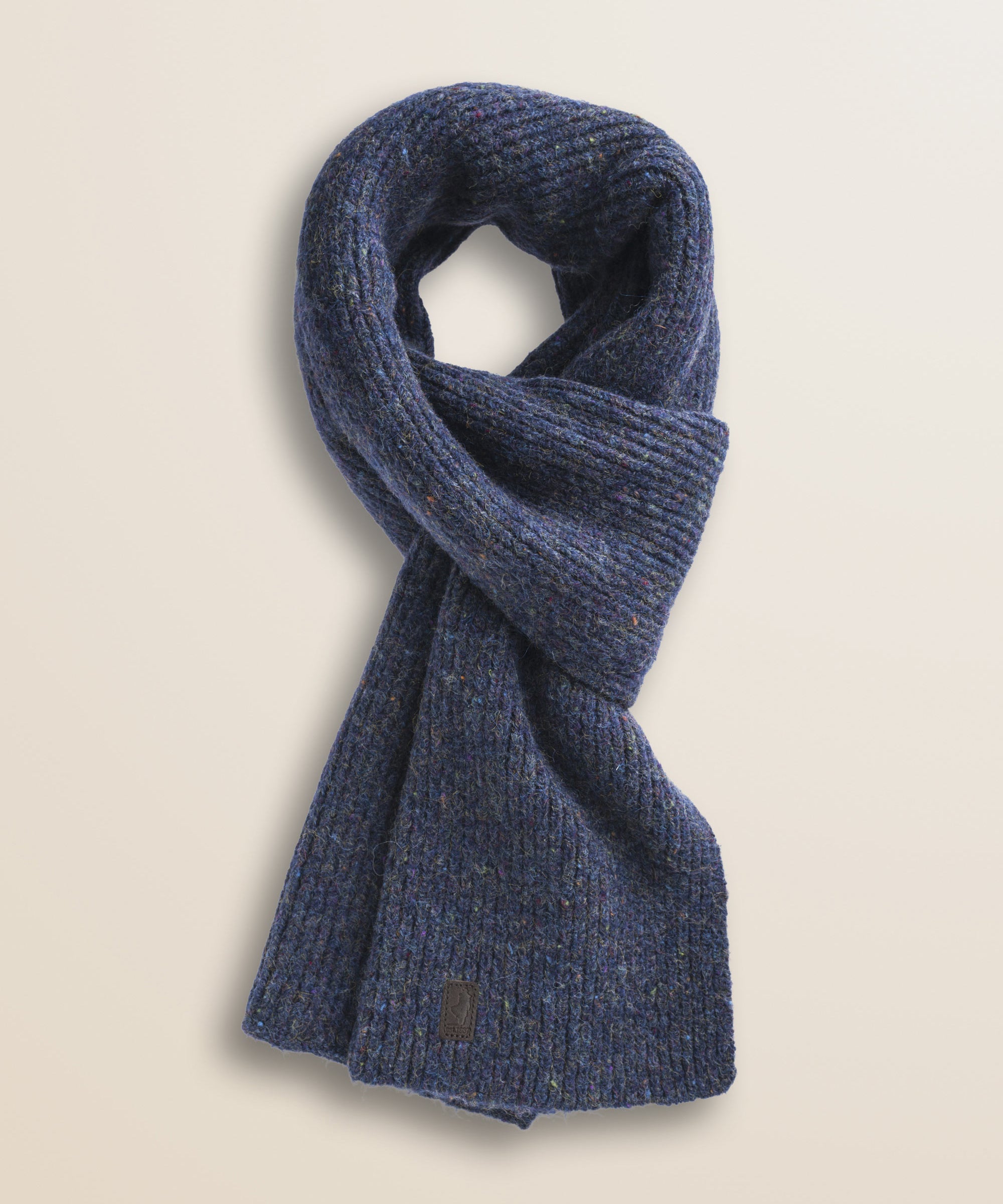 Sciarpa in Misto Lana Effetto Bottonato fronte - Navy Blue
