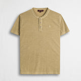 T-shirt serafino 100% cotone tinto capo - Khaky