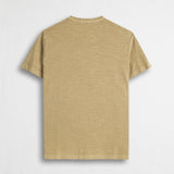 Serafino T-shirt 100% garment-dyed cotton - Khaki