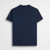 Serafino T-shirt 100% garment-dyed cotton - Navy Blue