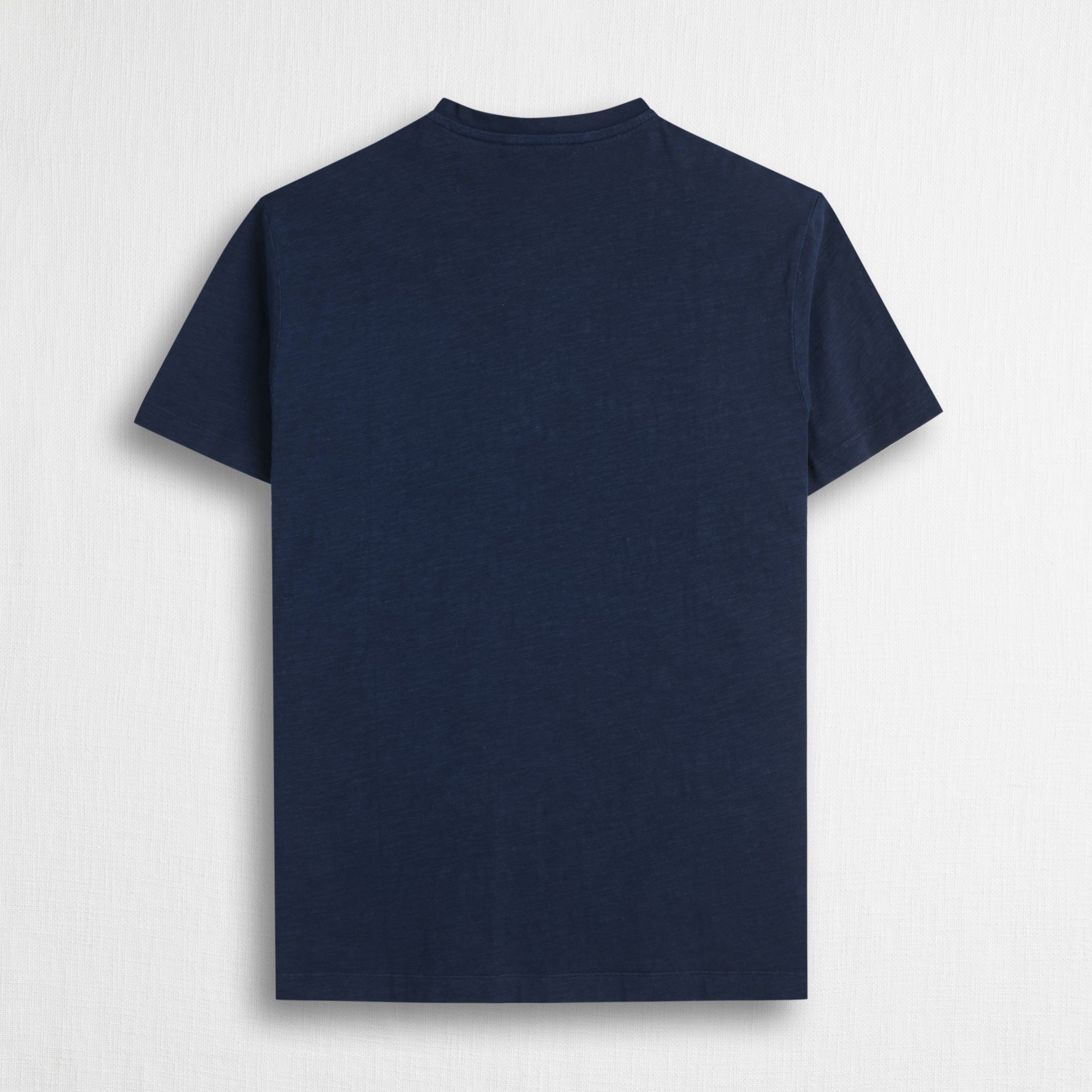 T-shirt serafino 100% cotone tinto capo - Navy Blue