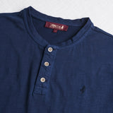 Serafino T-shirt 100% garment-dyed cotton - Navy Blue