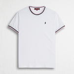 T-shirt 100% jersey con costine a righe - White