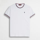 T-shirt 100% jersey con costine a righe - White