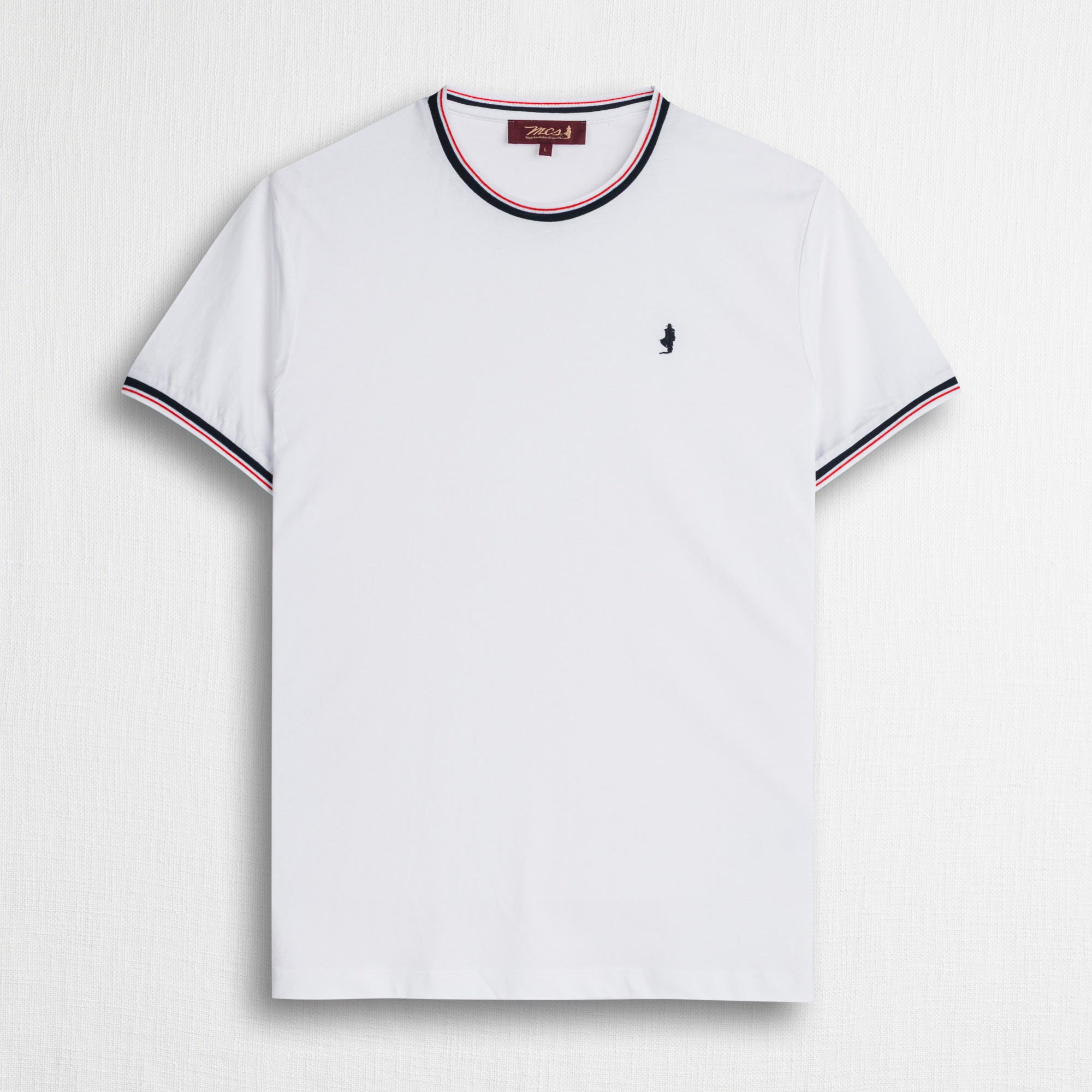 T-shirt 100% jersey con costine a righe - White