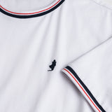 100% Jersey T-Shirt with Striped Ribbing - White