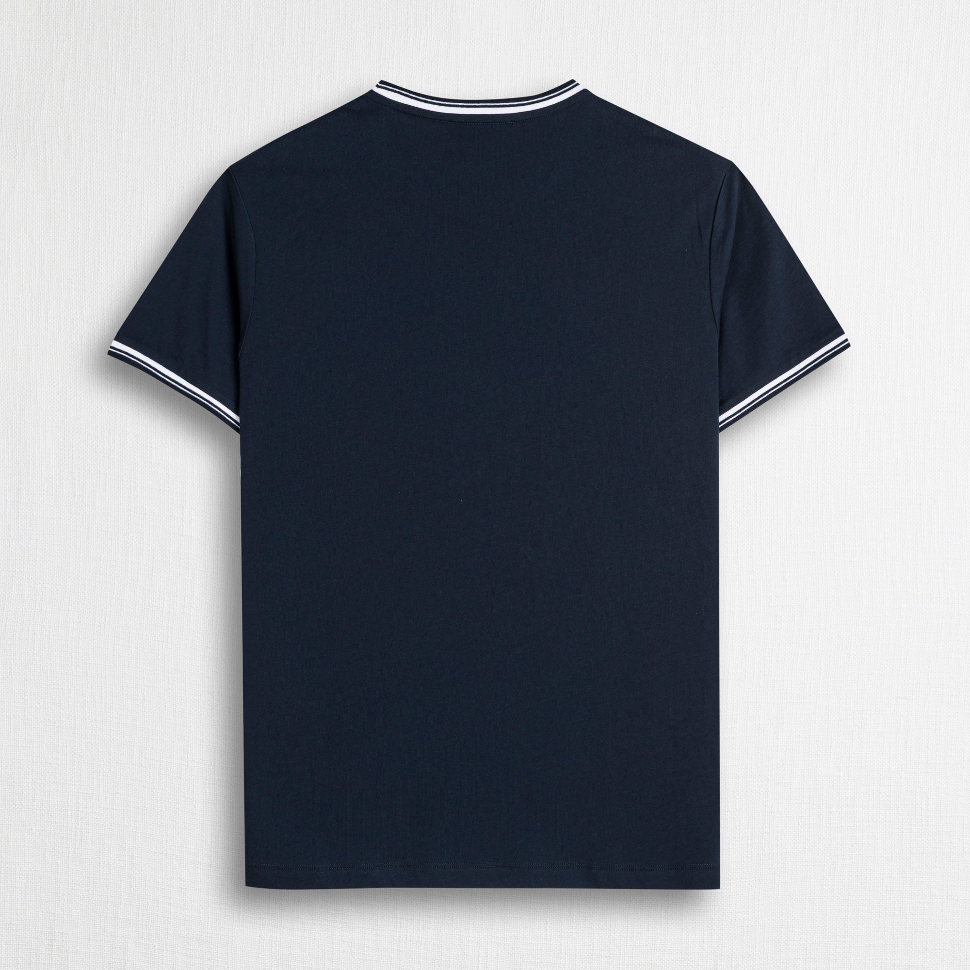 T-shirt 100% jersey con costine a righe - Navy Blue