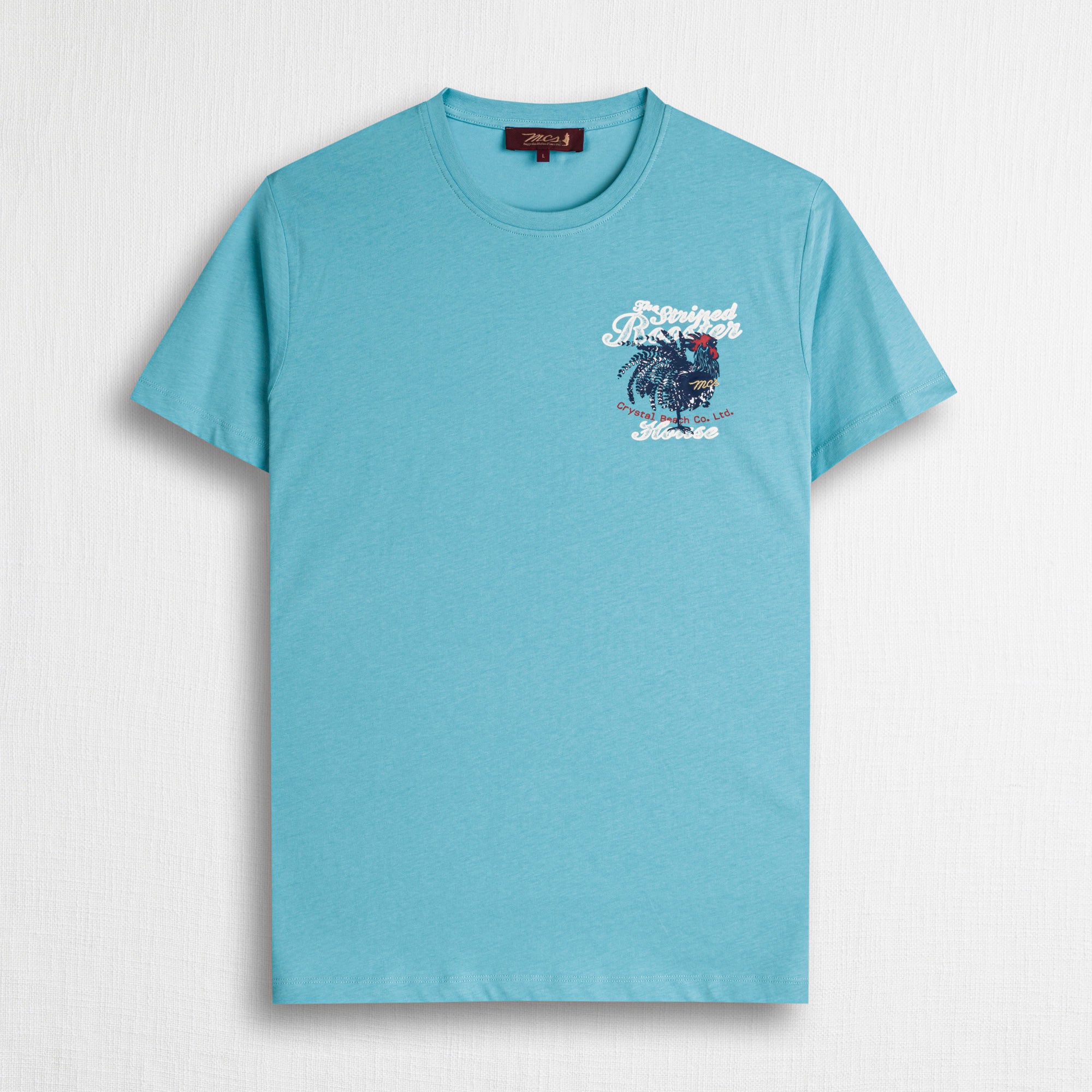 T-shirt in cotone con stampa artwork piccola - Sky Blue