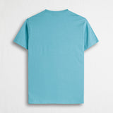 Cotton T-Shirt with Small Artwork Print - Sky Blue