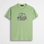 T-shirt 100% cotone con stampa maxi frontale - Light Green