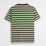 100% Slub Cotton Striped T-shirt - Chocolate Stripe