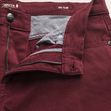 Pantalone 5 Tasche in Drill di Cotone Slim Fit dettaglio apertura - Merlot