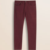Pantalone 5 Tasche in Drill di Cotone Slim Fit fronte - Merlot