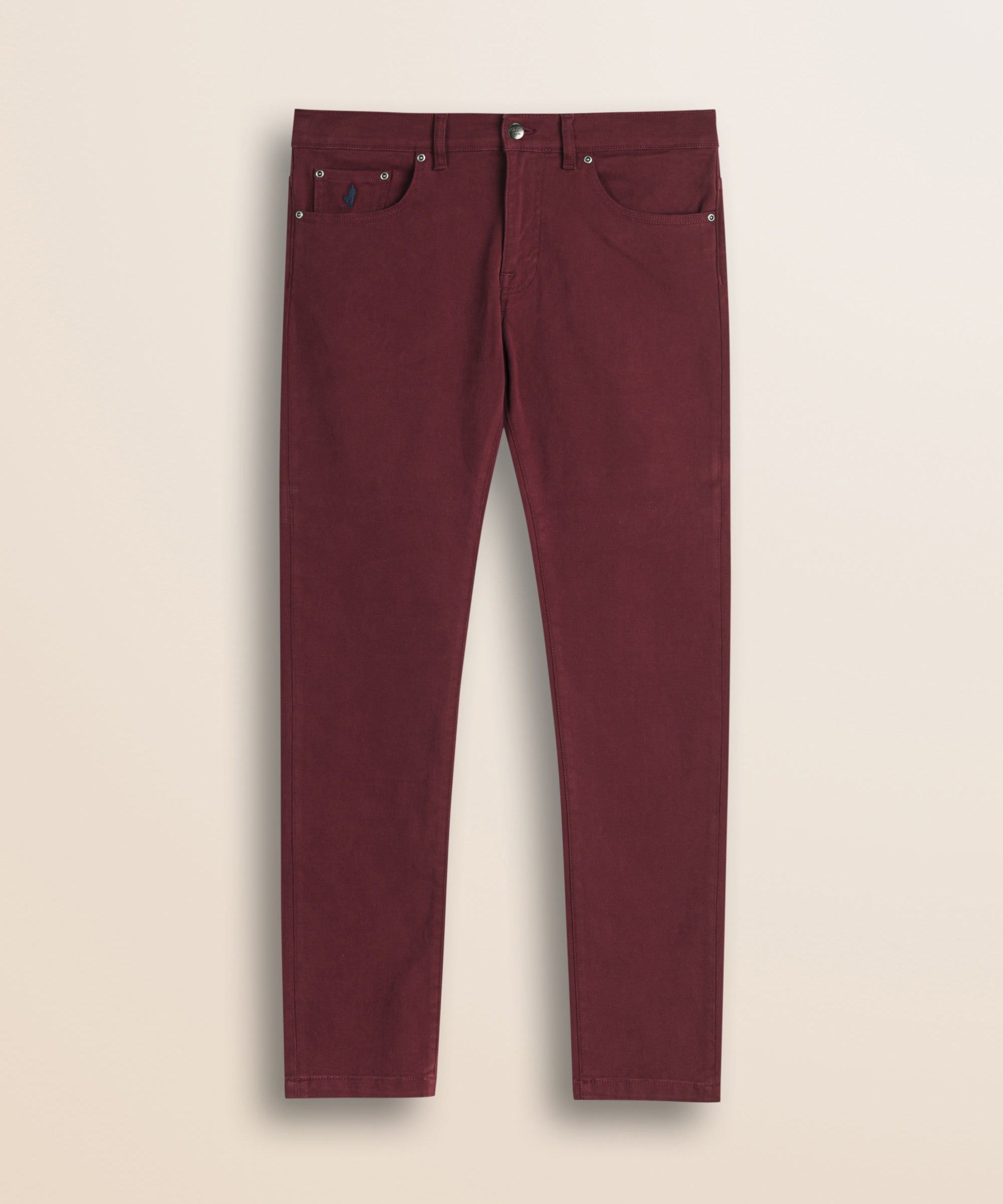 Pantalone 5 Tasche in Drill di Cotone Slim Fit fronte - Merlot