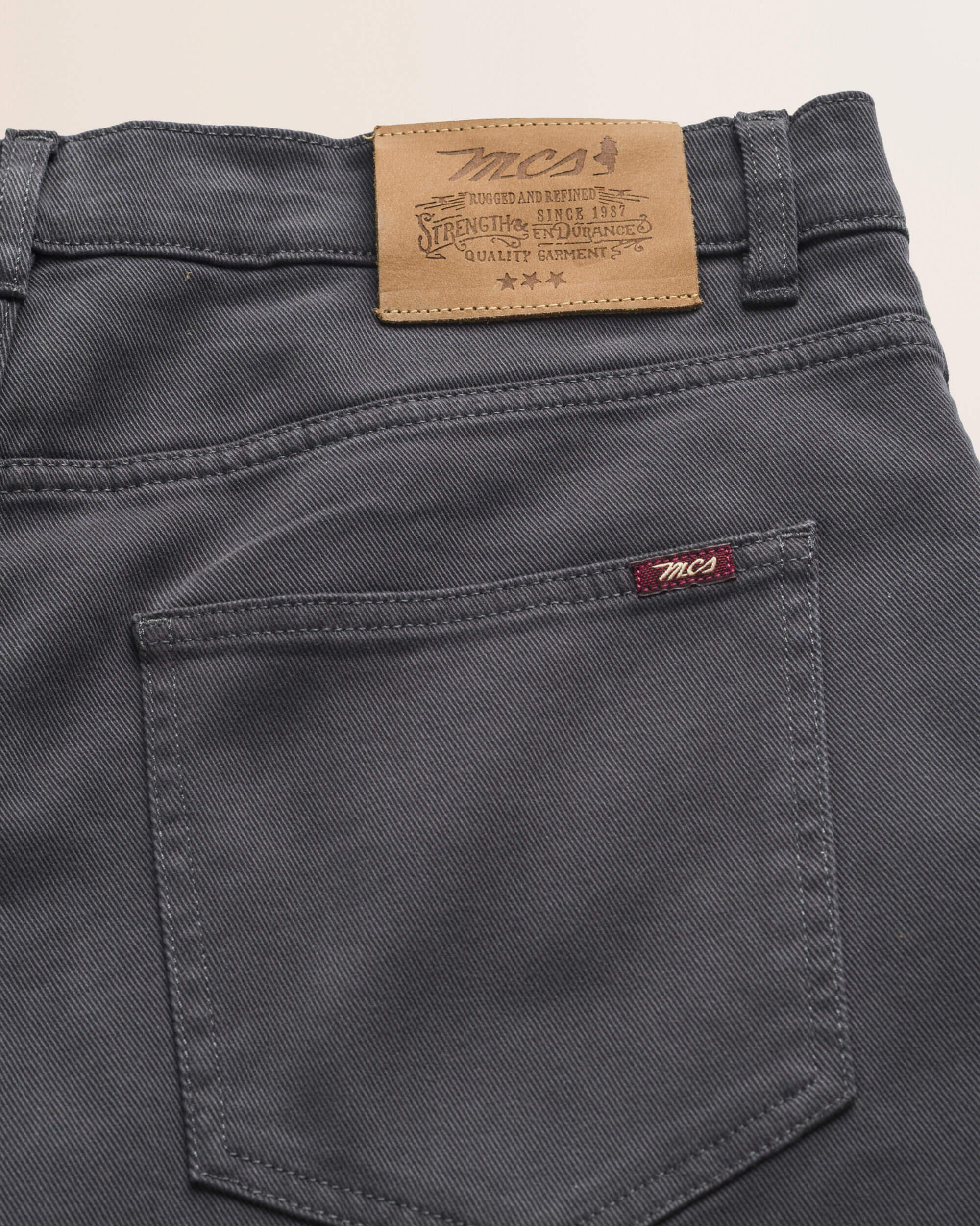 Pantalone 5 Tasche in Drill di Cotone Slim Fit dettaglio retro - Grey