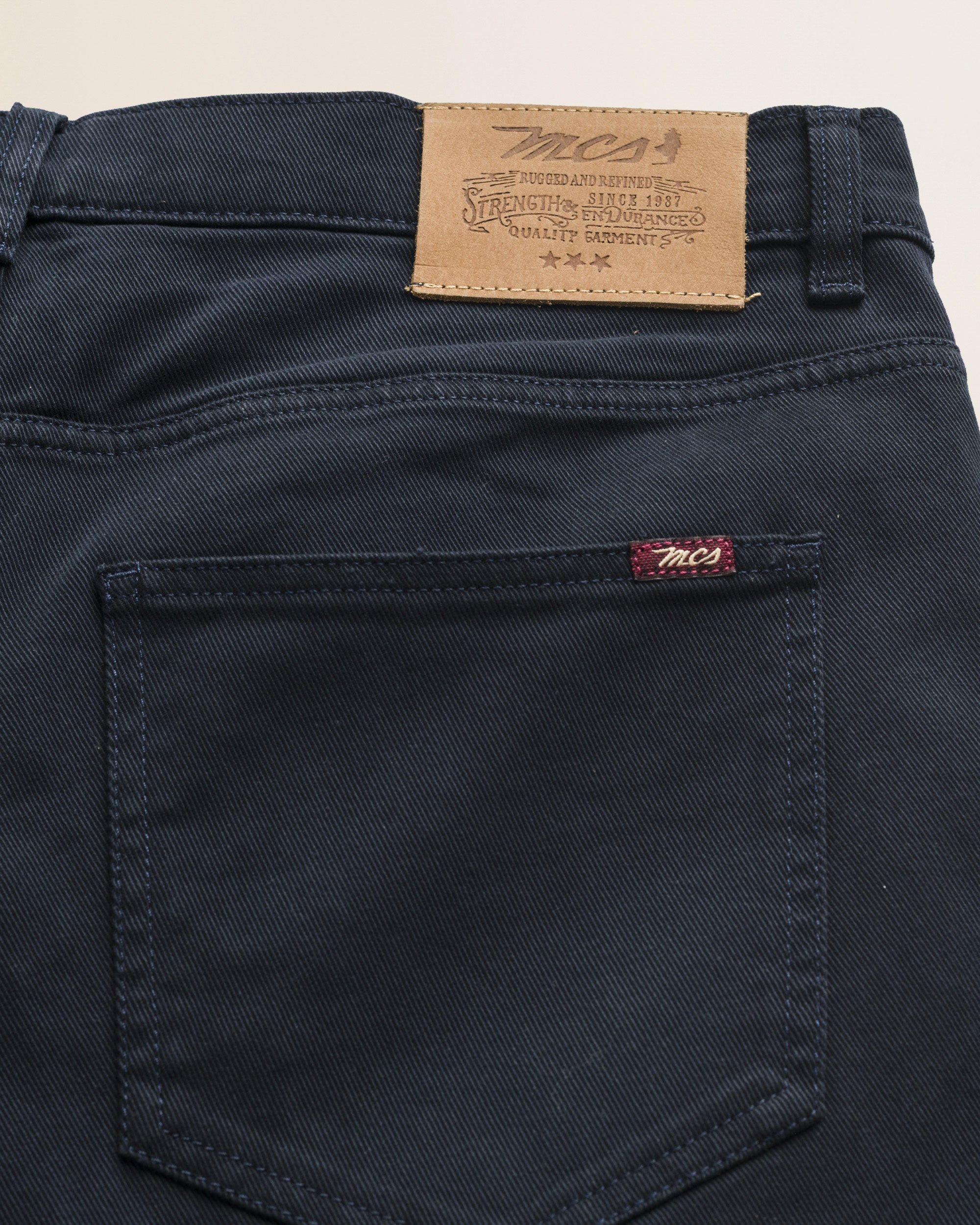 Pantalone 5 Tasche in Drill di Cotone Slim Fit dettaglio retro - Navy Blue