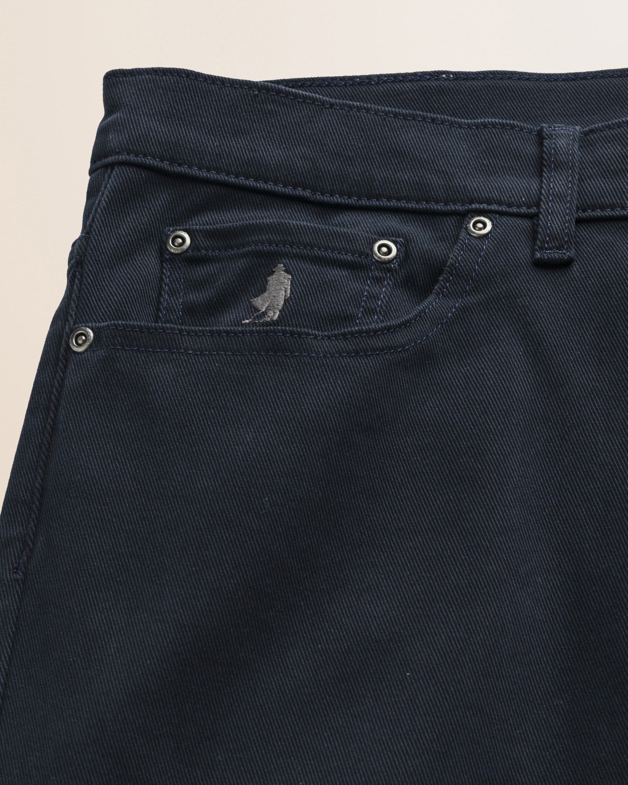 Pantalone 5 Tasche in Drill di Cotone Slim Fit dettaglio tasca - Navy Blue