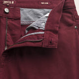 Pantalone 5 Tasche in Cotone Dobby Slim Fit dettaglio apertura - Merlot