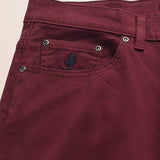 Pantalone 5 Tasche in Cotone Dobby Slim Fit dettaglio tasca - Merlot