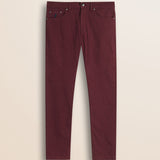 Pantalone 5 Tasche in Cotone Dobby Slim Fit fronte - Merlot