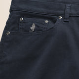 Pantalone 5 Tasche in Cotone Dobby Slim Fit dettaglio tasca - Navy Blue