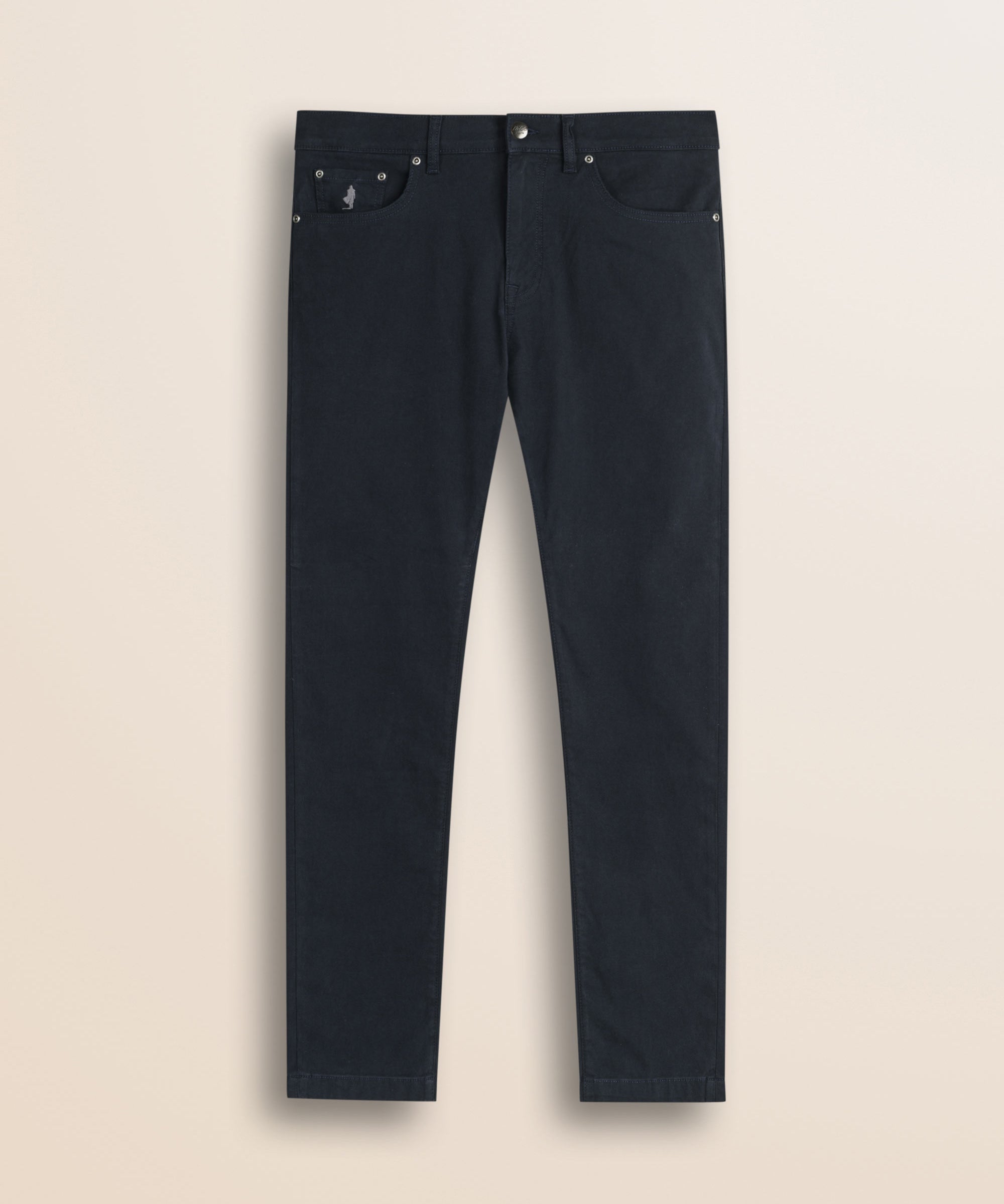 Pantalone 5 Tasche in Cotone Dobby Slim Fit fronte - Navy Blue