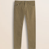 Pantalone 5 Tasche in Cotone Dobby Slim Fit fronte - Elmwood Brown