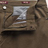 Pantalone 5 Tasche in Cotone Dobby Slim Fit dettaglio apertura - Chocolate