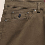 Pantalone 5 Tasche in Cotone Dobby Slim Fit dettaglio tasca - Chocolate