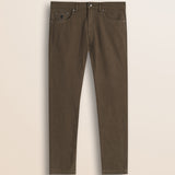 Pantalone 5 Tasche in Cotone Dobby Slim Fit fronte - Chocolate