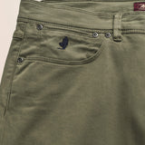 Pantalone 5 Tasche in Gabardina Slim Fit dettaglio tasca - Olive Night