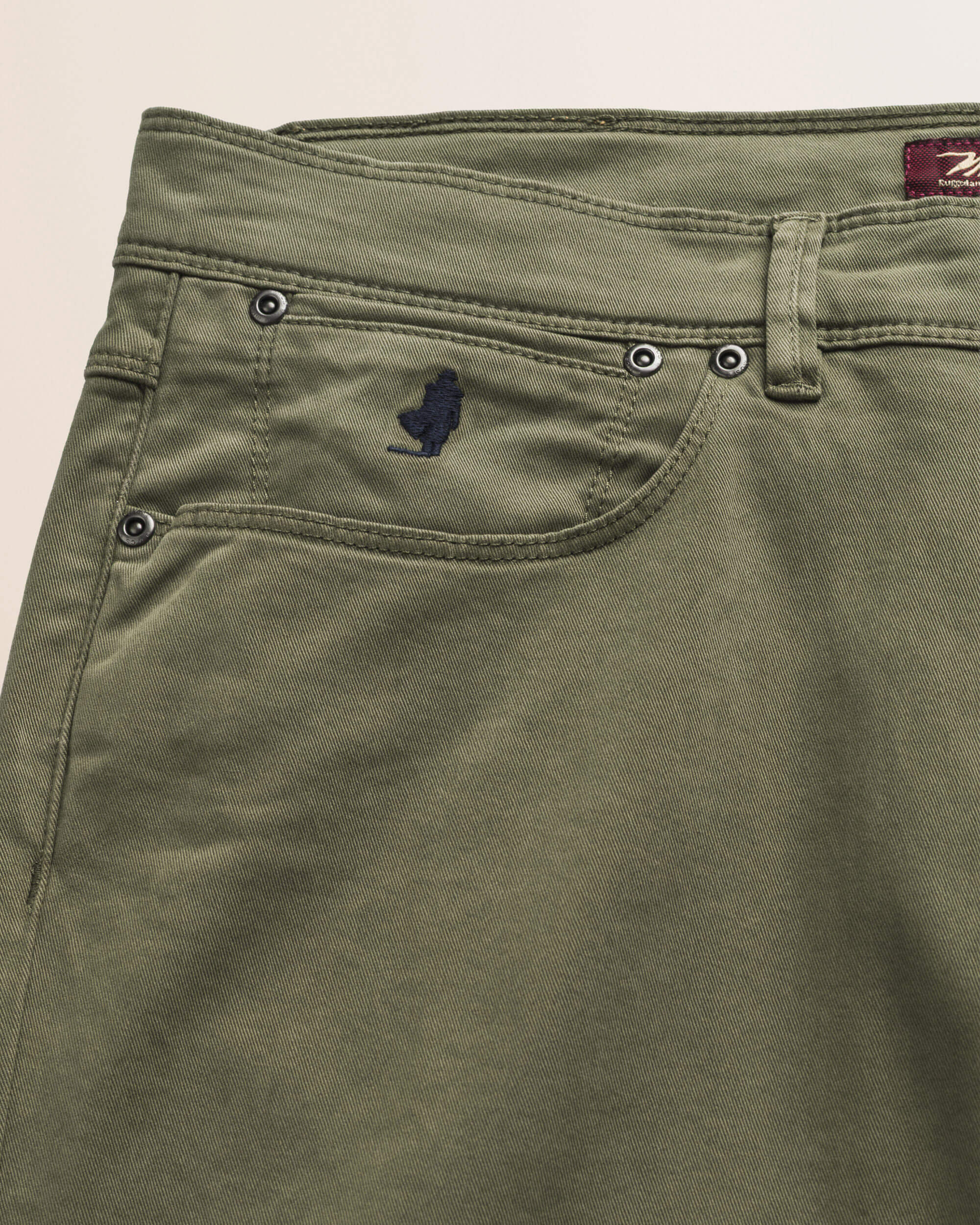 Pantalone 5 Tasche in Gabardina Slim Fit dettaglio tasca - Olive Night