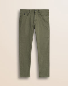 Pantalone 5 Tasche in Gabardina Slim Fit fronte - Olive Night