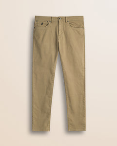Pantalone 5 Tasche in Gabardina Slim Fit fronte - Elmwood Brown
