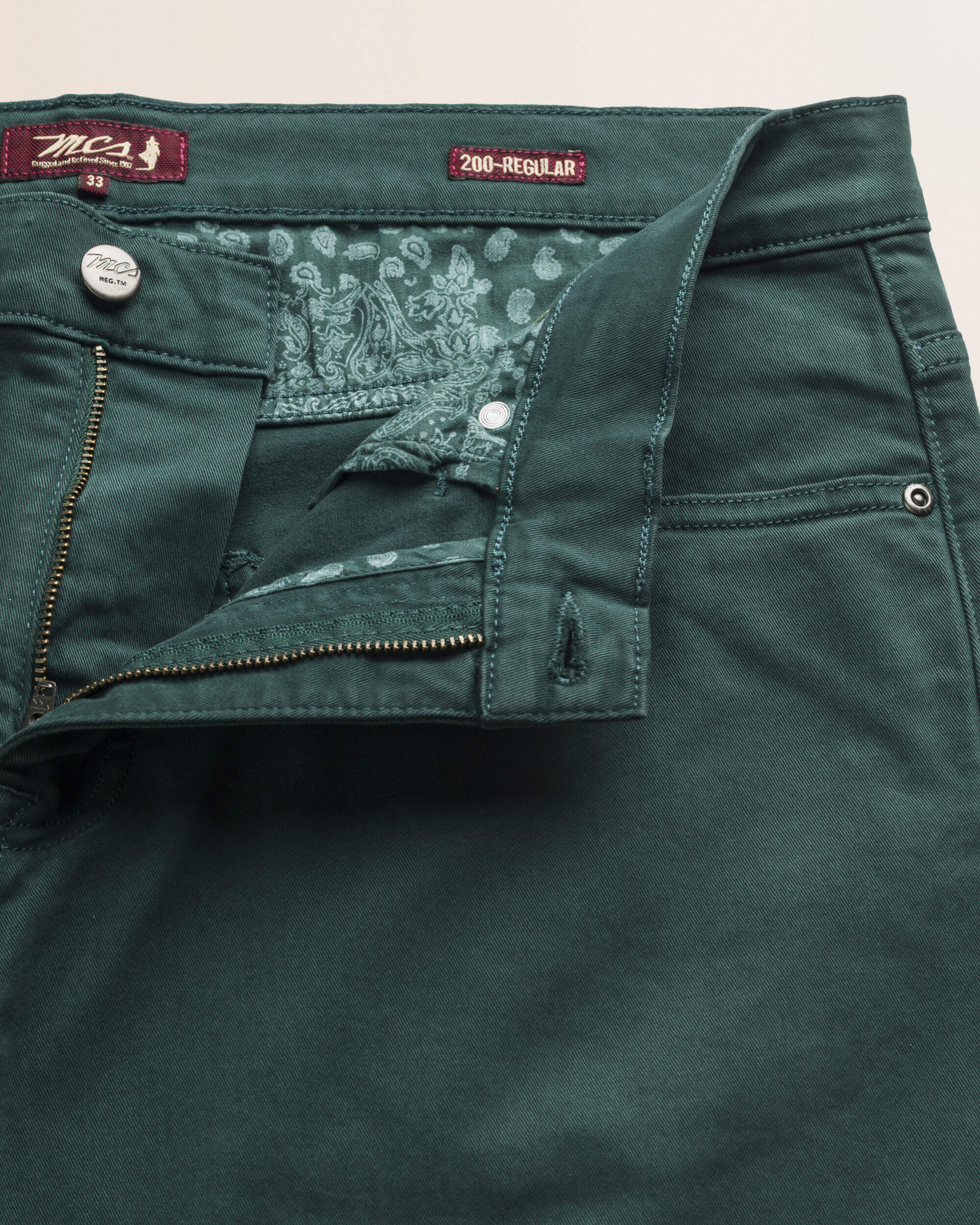 Pantalone 5 Tasche in Gabardina Regular Fit dettaglio apertura - Ponderosa Pine
