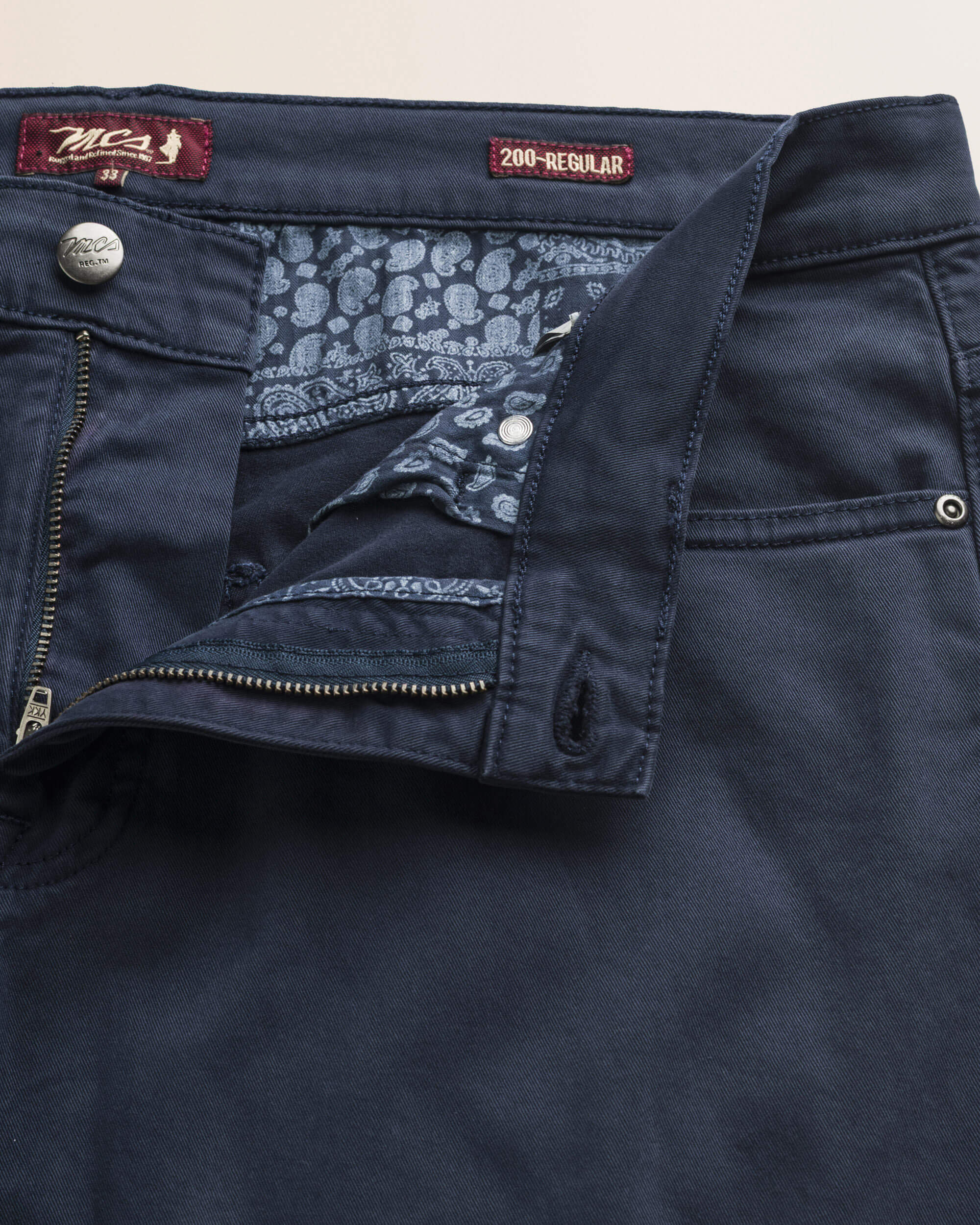 Pantalone 5 Tasche in Gabardina Regular Fit dettaglio apertura - Navy Blue
