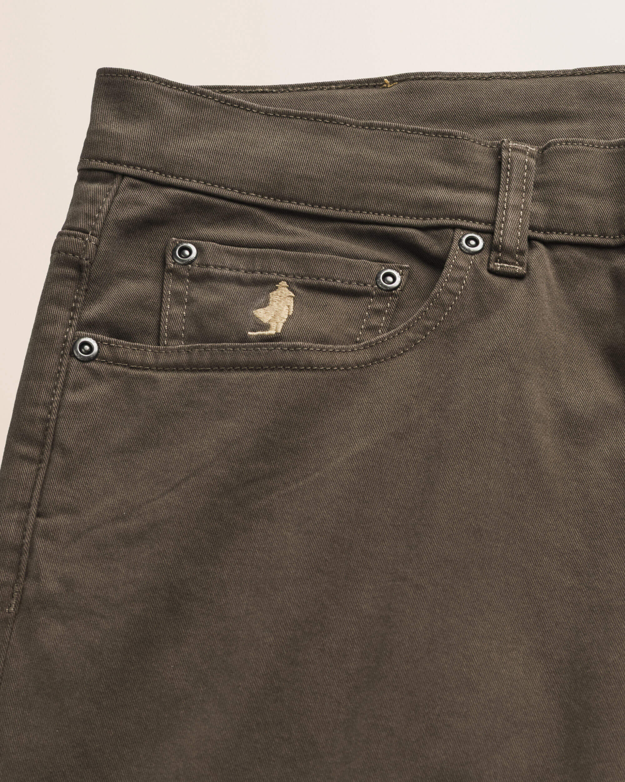 Pantalone 5 Tasche in Gabardina Regular Fit dettaglio tasca - Chocolate