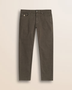 Pantalone 5 Tasche in Gabardina Regular Fit fronte - Chocolate