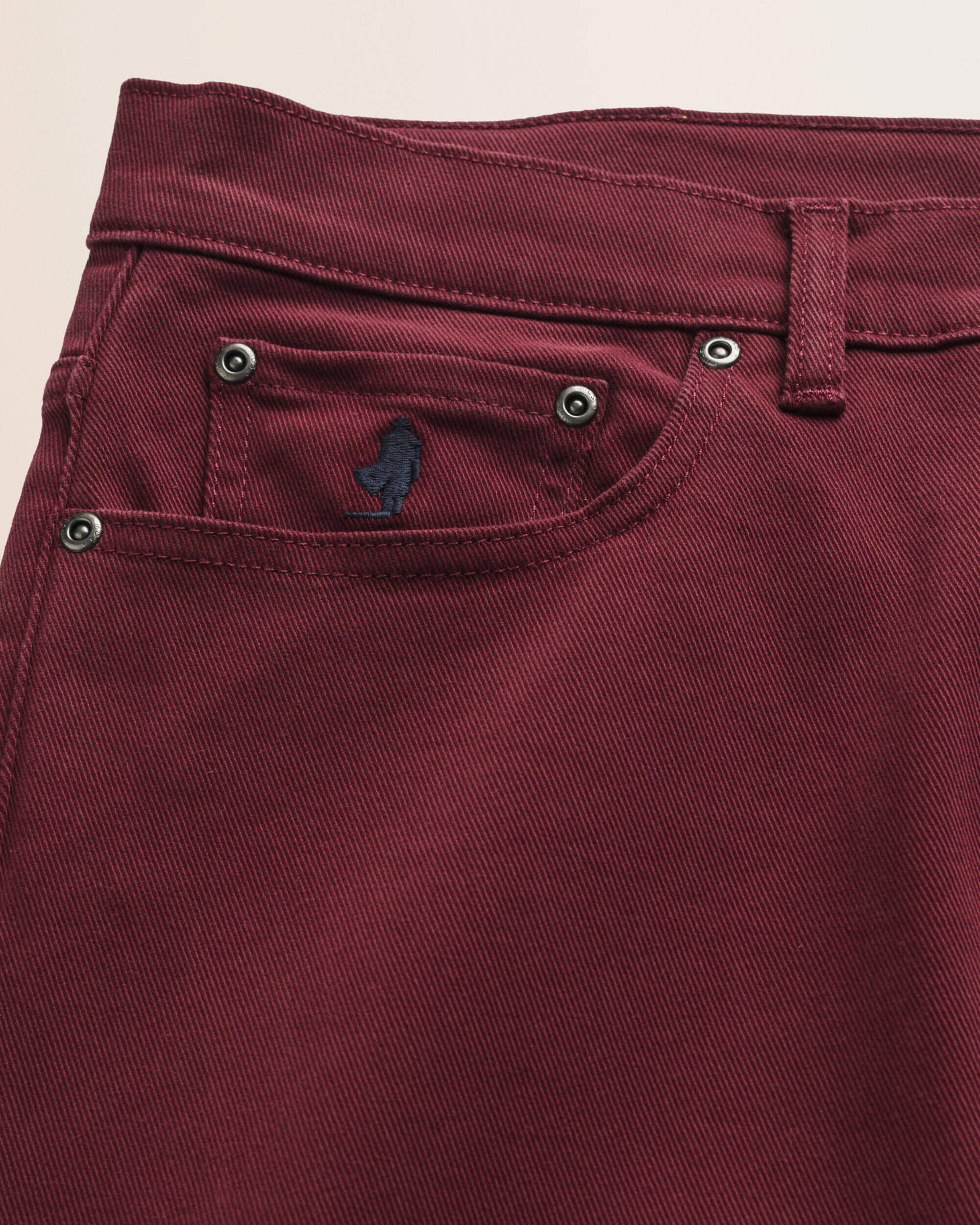 Pantalone 5 Tasche in Drill di Cotone Regular Fit dettaglio tasca - Merlot