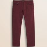 Pantalone 5 Tasche in Drill di Cotone Regular Fit fronte - Merlot