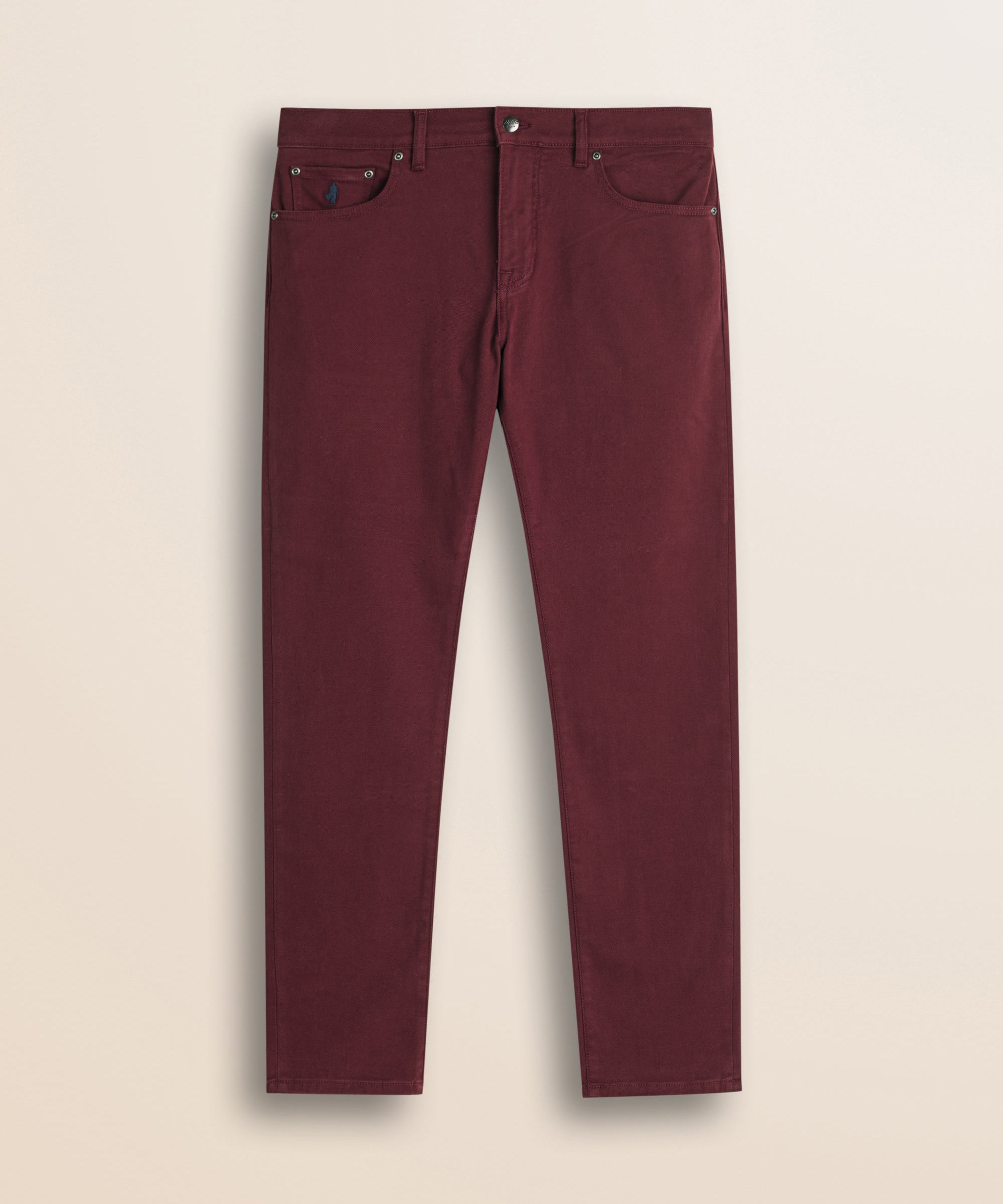Pantalone 5 Tasche in Drill di Cotone Regular Fit fronte - Merlot