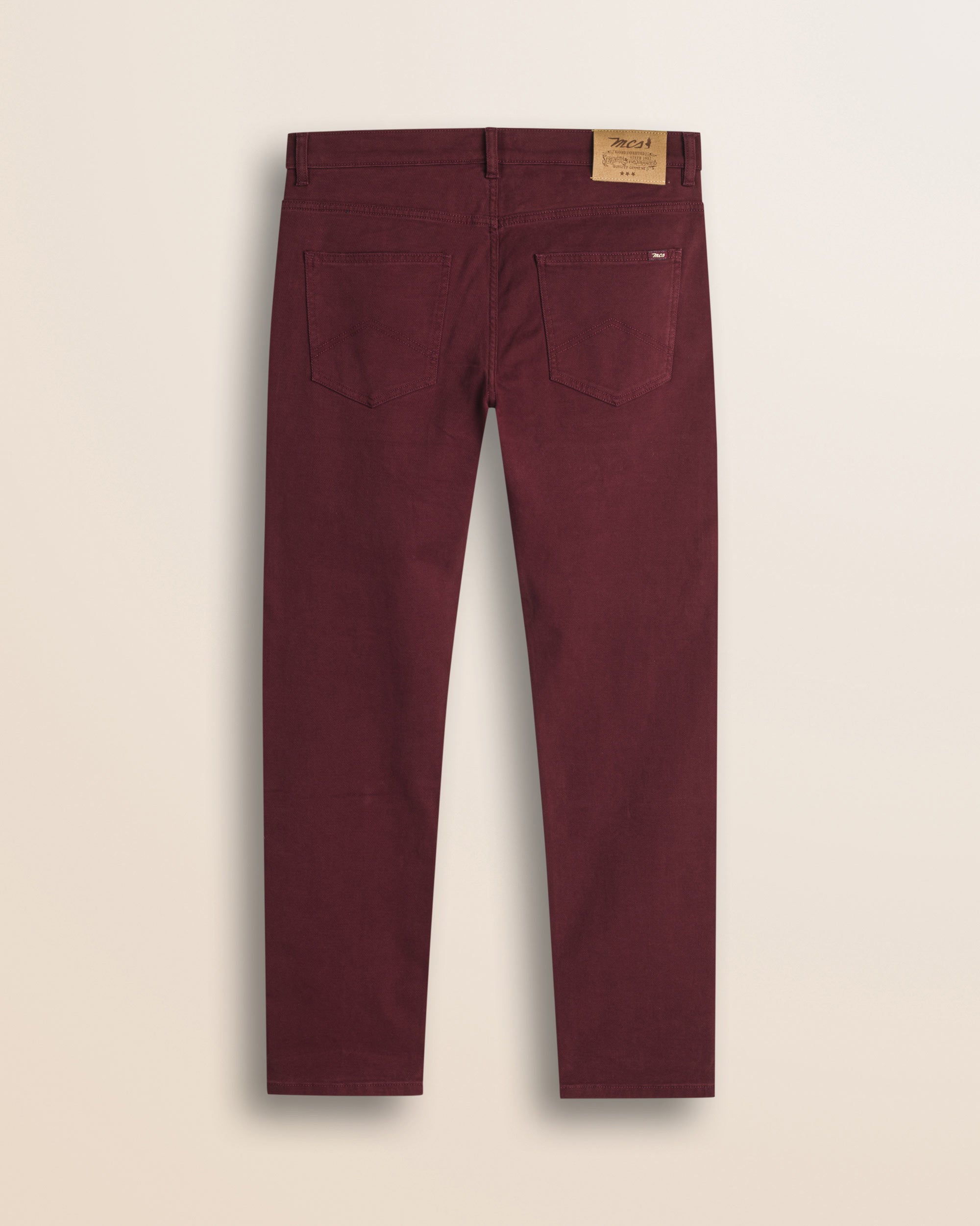 Pantalone 5 Tasche in Drill di Cotone Regular Fit retro - Merlot