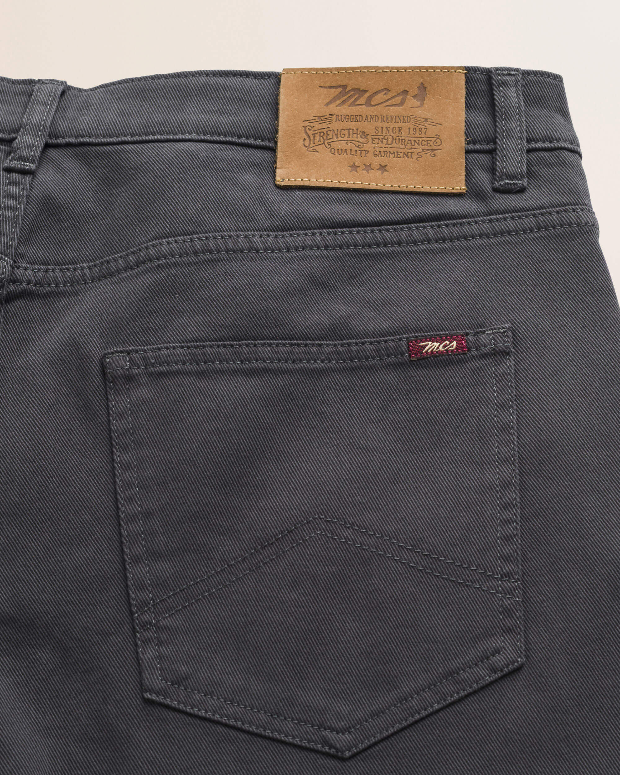 Pantalone 5 Tasche in Drill di Cotone Regular Fit dettaglio retro - Grey