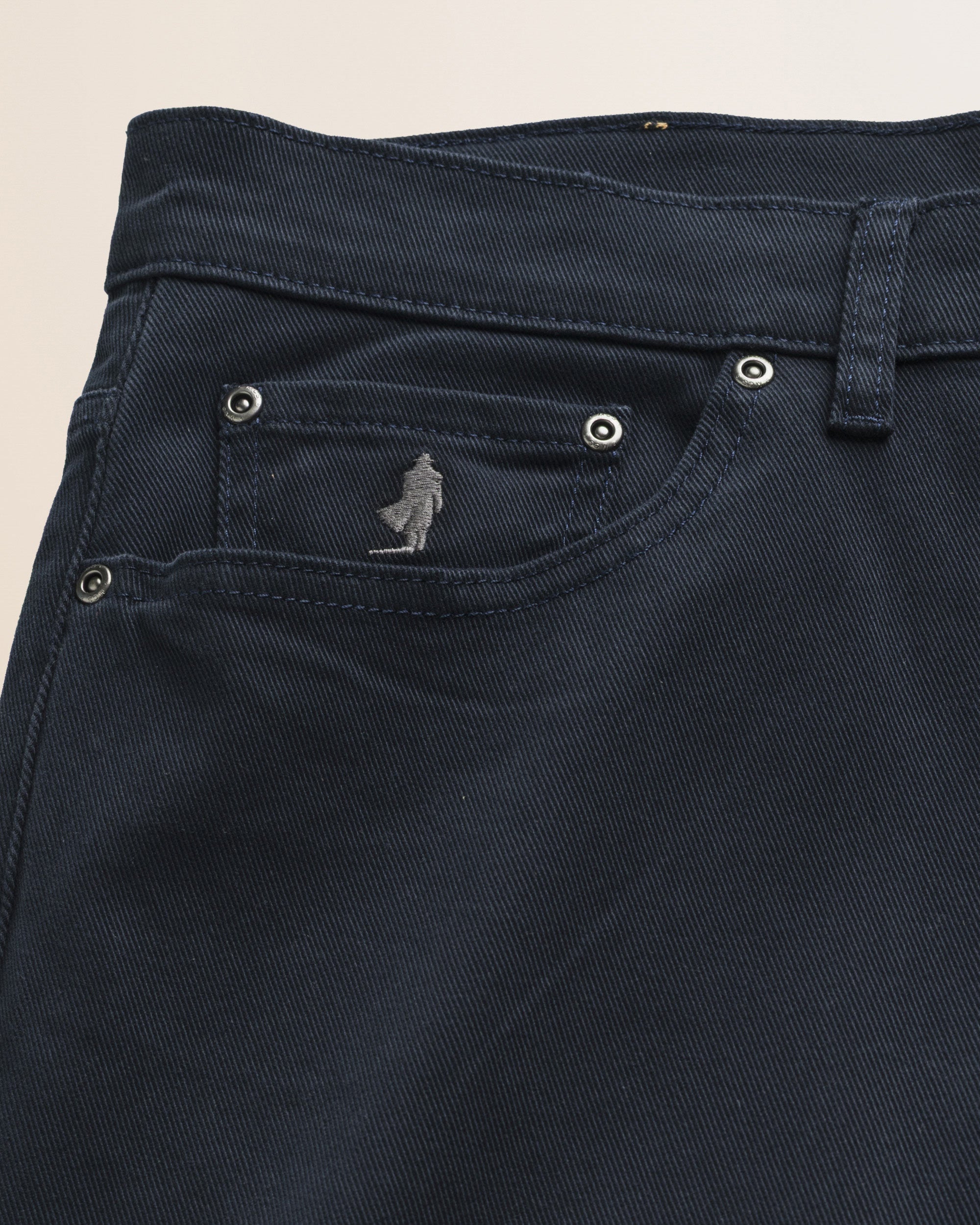 Pantalone 5 Tasche in Drill di Cotone Regular Fit dettaglio tasca - Navy Blue