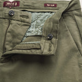 Pantalone Chino in Gabardina Slim Fit dettaglio apertura - Olive Night